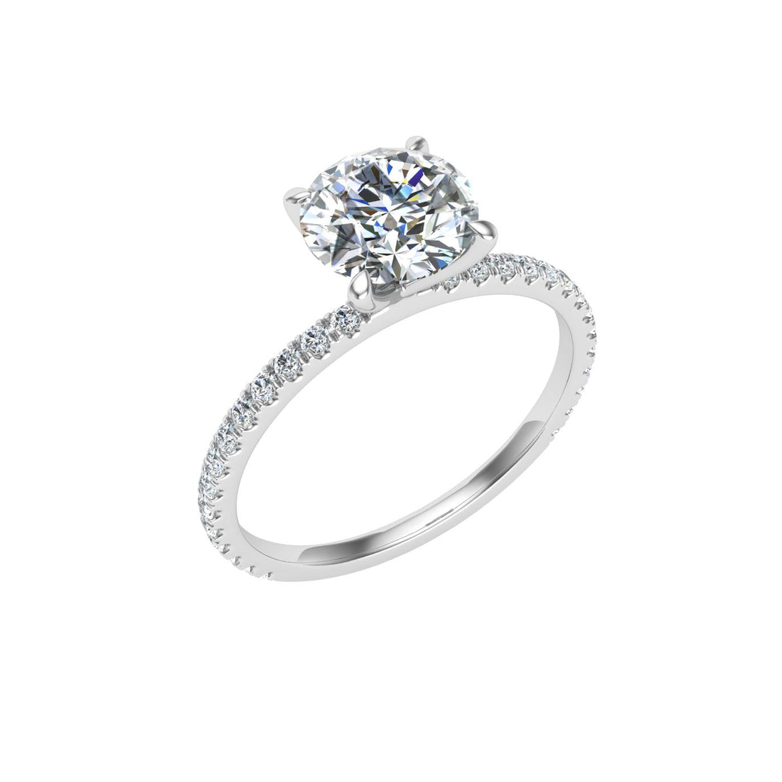 Desire Round Cut Solitaire Moissanite Engagement Ring White Gold