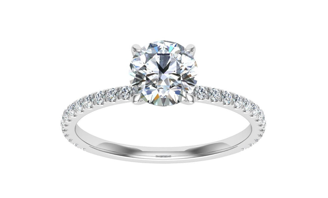 Desire Round Cut Solitaire Moissanite Engagement Ring White Gold