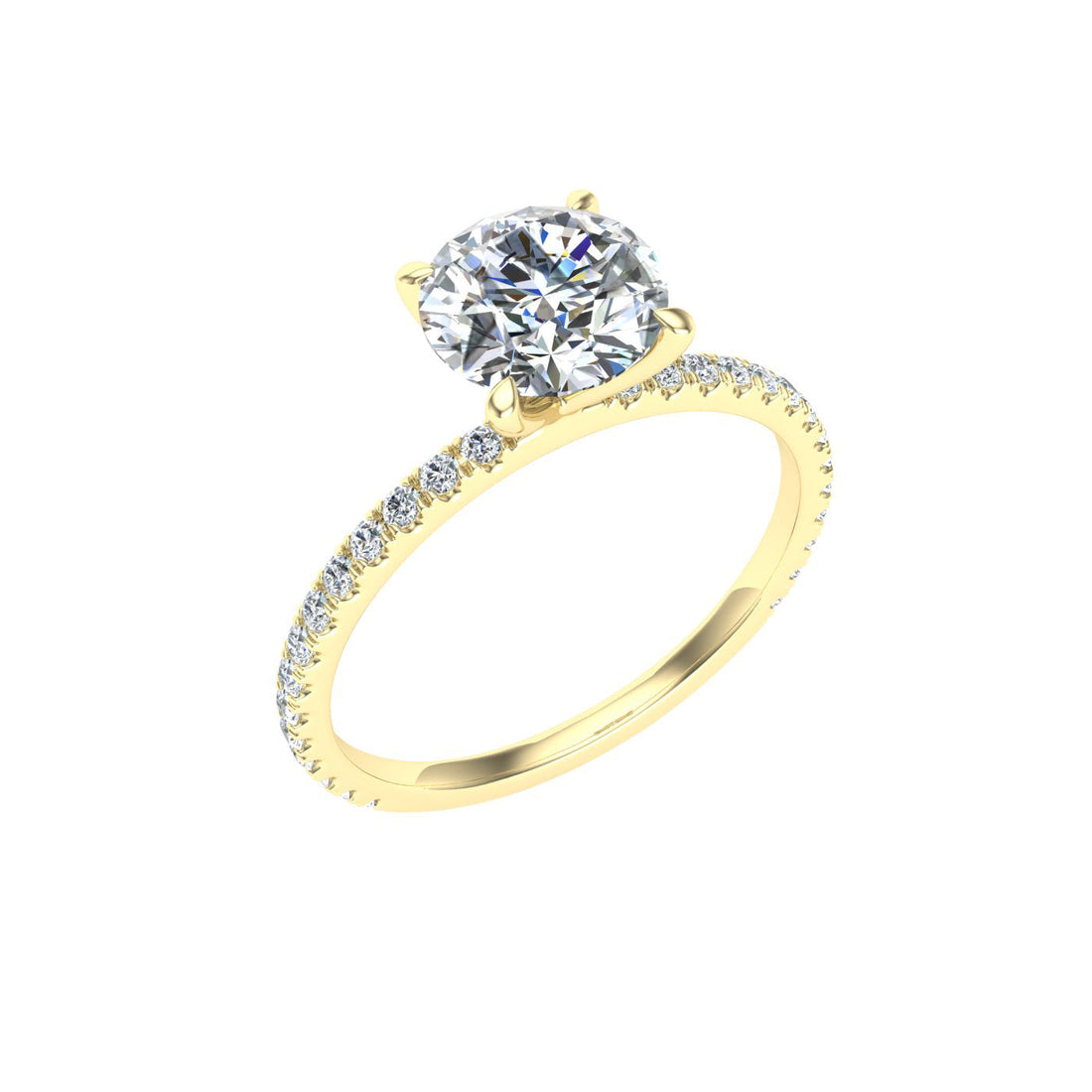 Desire Round Cut Solitaire Moissanite Engagement Ring Yellow Gold