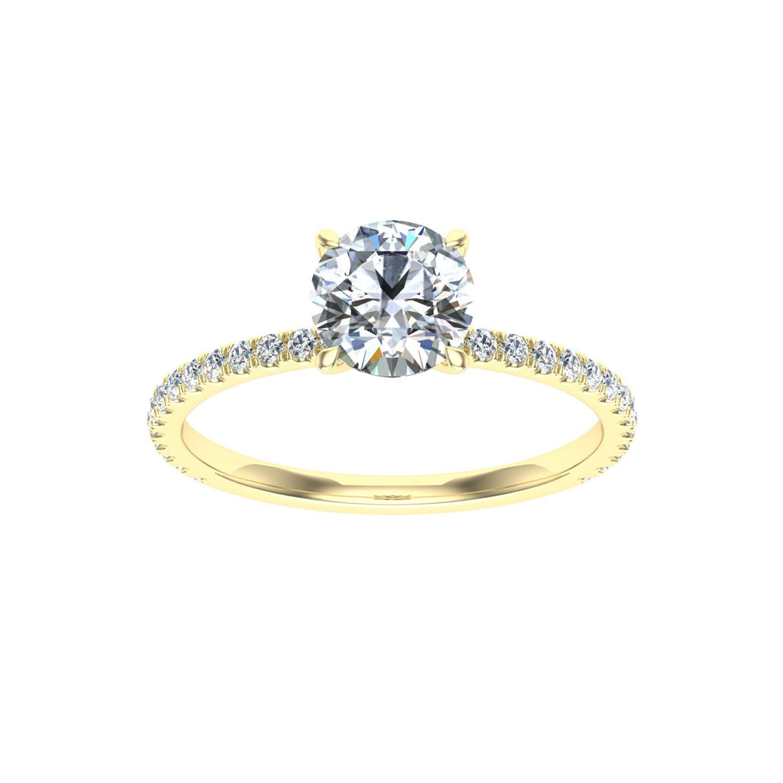 Desire Round Cut Solitaire Moissanite Engagement Ring Yellow Gold