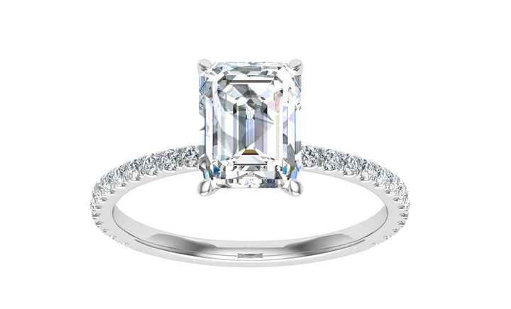 Devotion Emerald Cut Solitaire Moissanite Engagement Ring White Gold