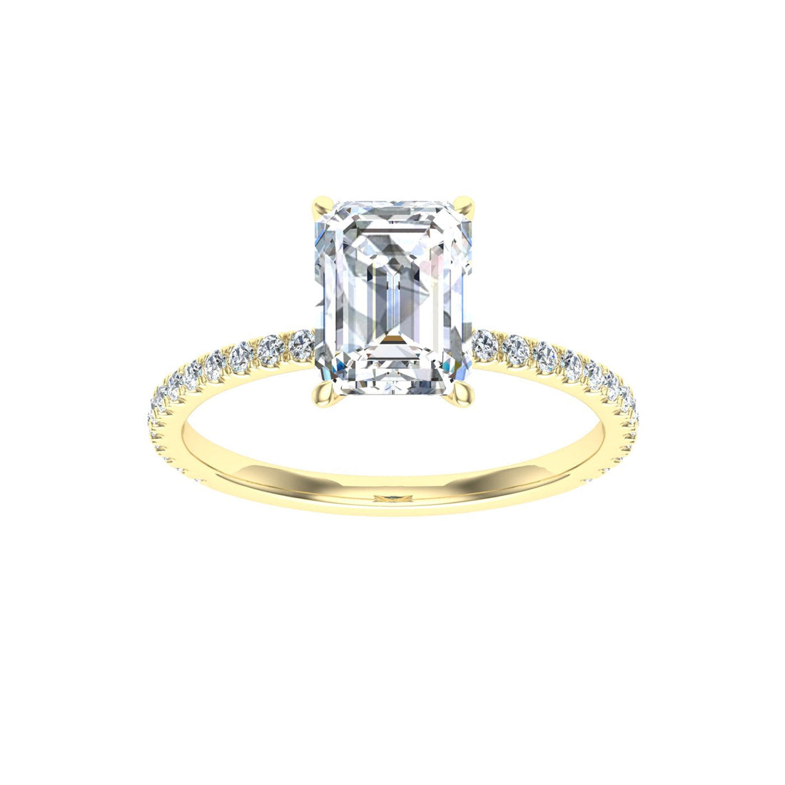 Devotion Emerald Cut Solitaire Moissanite Engagement Ring Yellow Gold