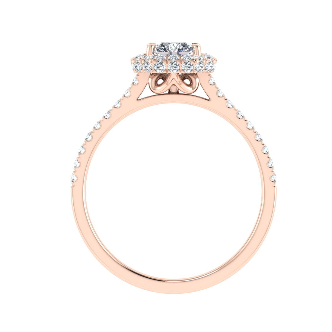 Dewdrops Asscher Cut Halo Moissanite Engagement Ring Rose Gold