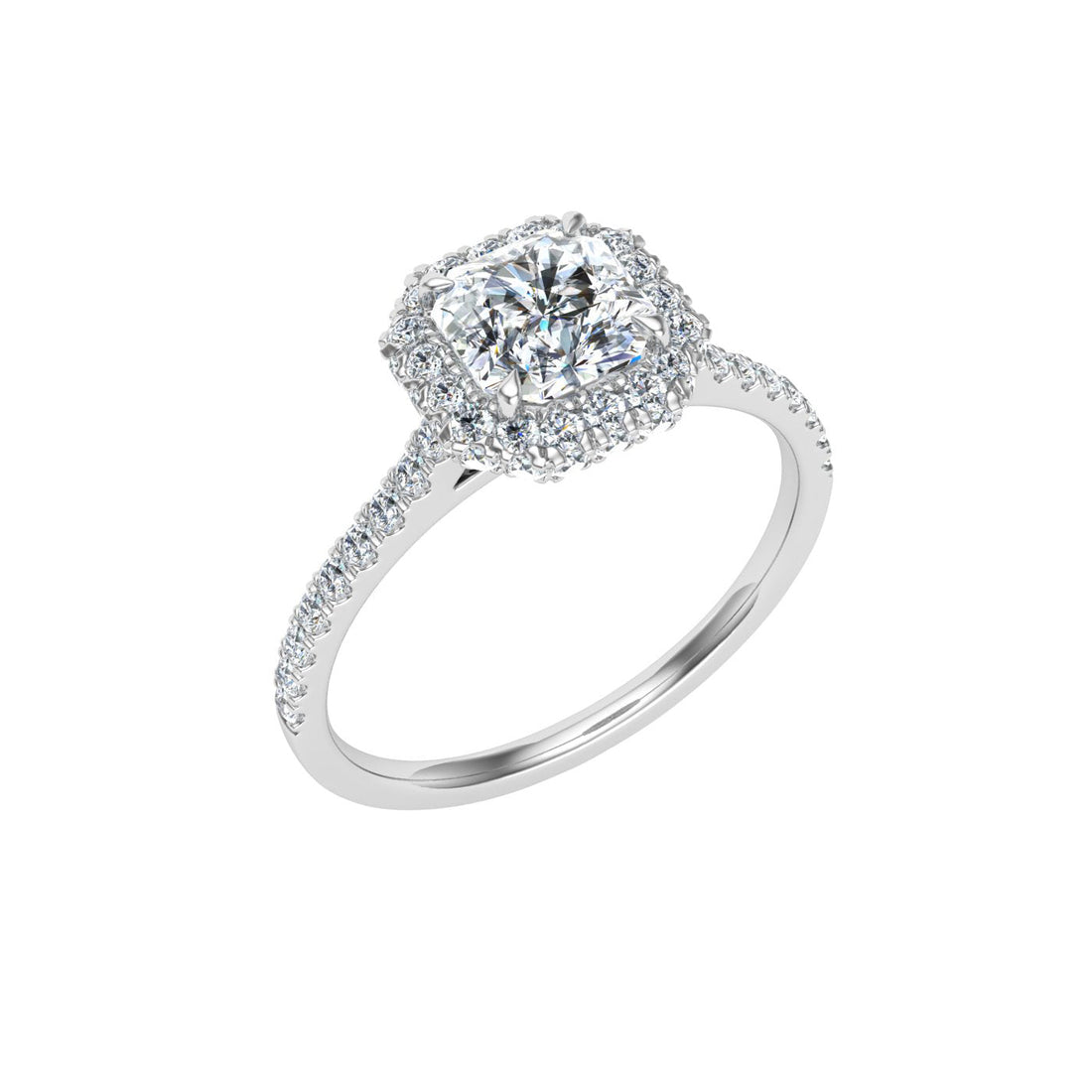 Dewdrops Asscher Cut Halo Moissanite Engagement Ring White Gold