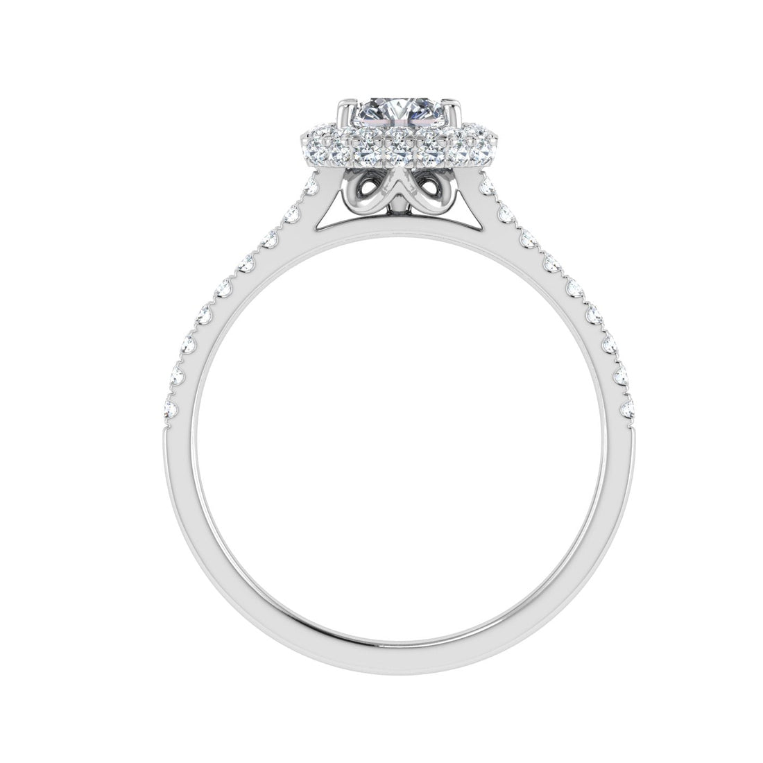 Dewdrops Asscher Cut Halo Moissanite Engagement Ring White Gold