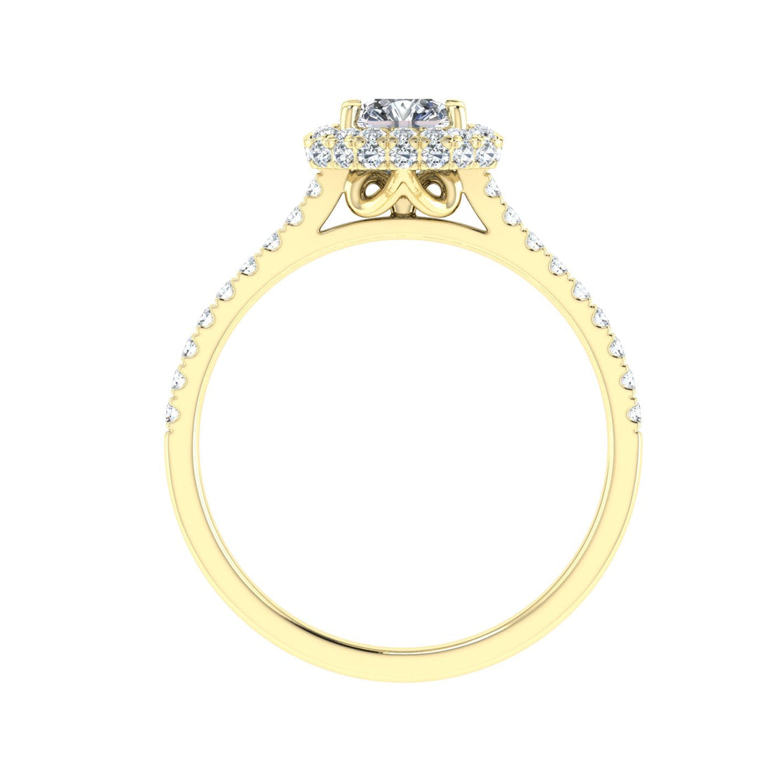 Dewdrops Asscher Cut Halo Moissanite Engagement Ring Yellow Gold