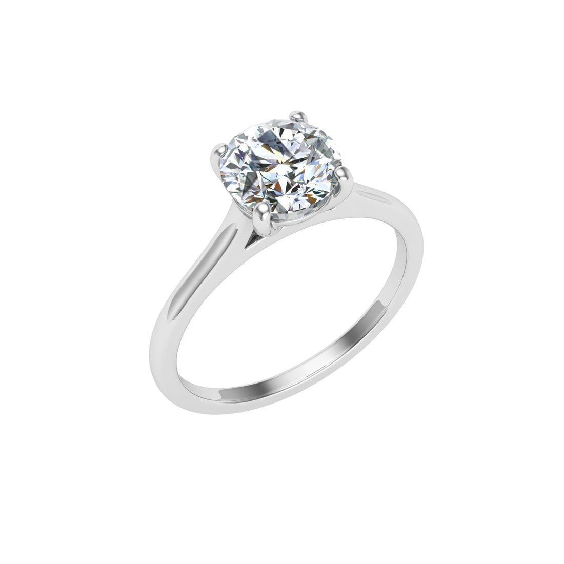 Divine Round Cut Solitaire Moissanite Engagement Ring White Gold