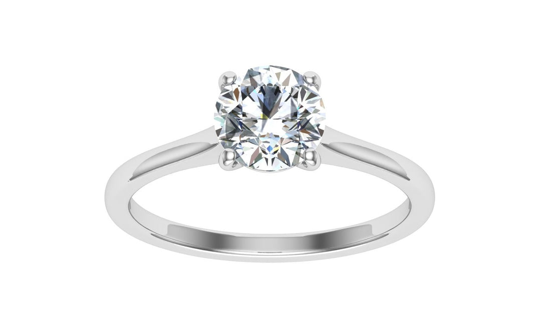 Divine Round Cut Solitaire Moissanite Engagement Ring White Gold