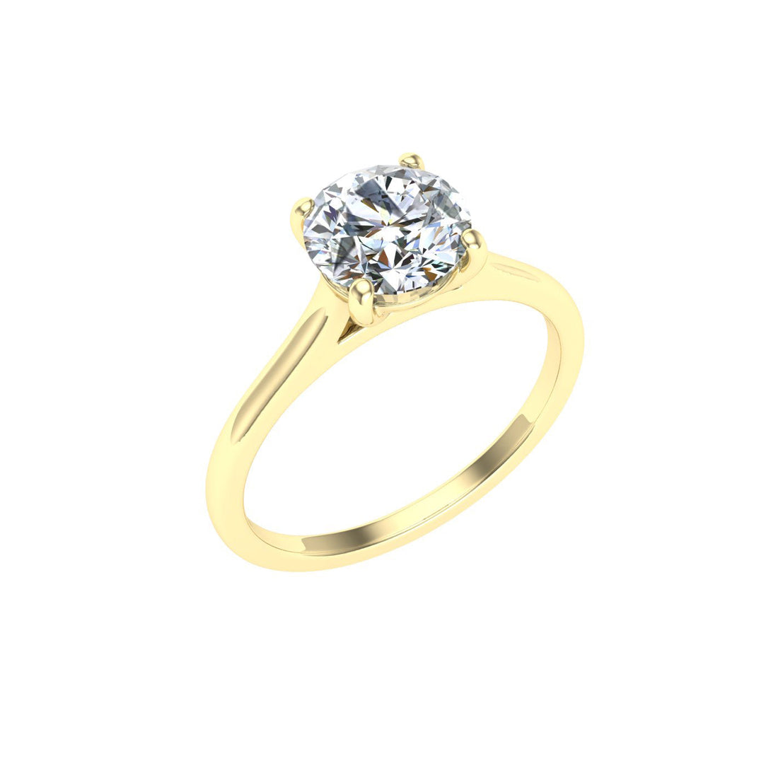 Divine Round Cut Solitaire Moissanite Engagement Ring Yellow Gold