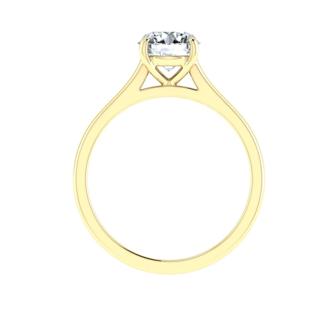 Divine Round Cut Solitaire Moissanite Engagement Ring Yellow Gold