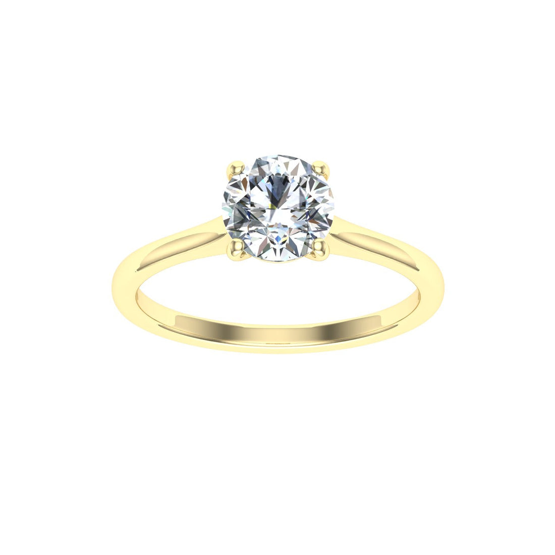 Divine Round Cut Solitaire Moissanite Engagement Ring Yellow Gold