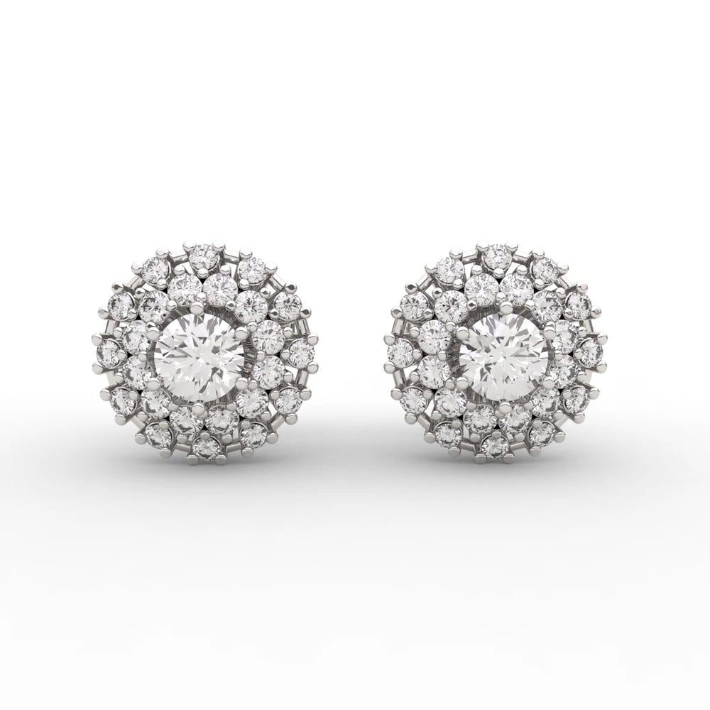 Double Halo Studs Lab Diamond Earrings