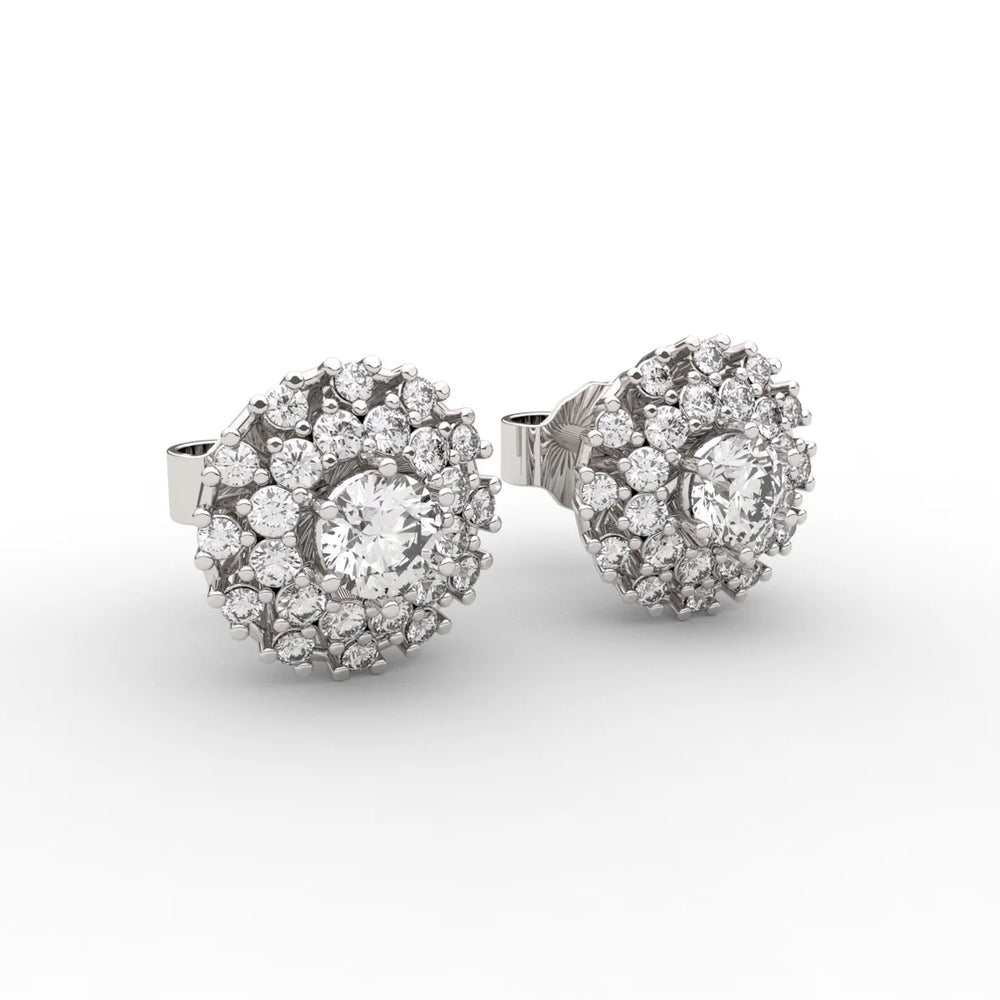 Double Halo Studs Lab Diamond Earrings