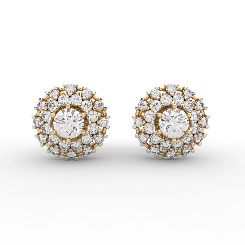 Double Halo Studs Lab Diamond Earrings