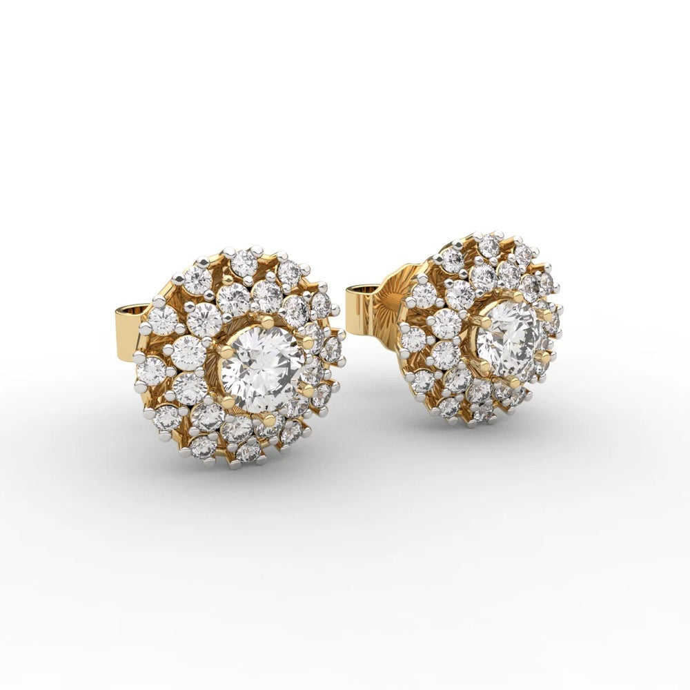 Double Halo Studs Lab Diamond Earrings