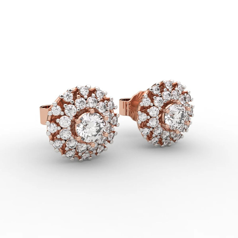 Double Halo Studs Lab Diamond Earrings