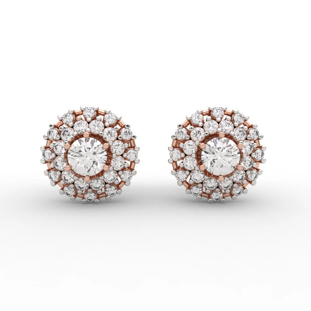 Double Halo Studs Lab Diamond Earrings