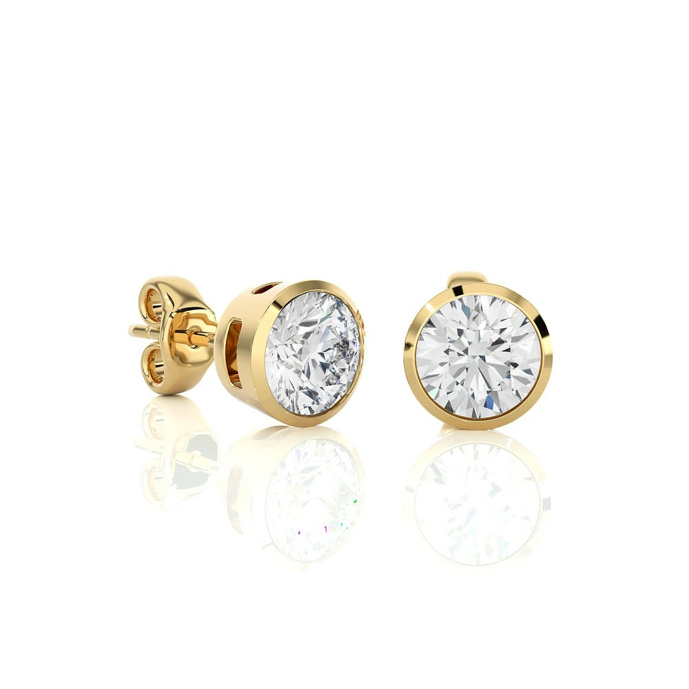 Dreamcatcher Loops Moissanite Bezel Studs Earrings