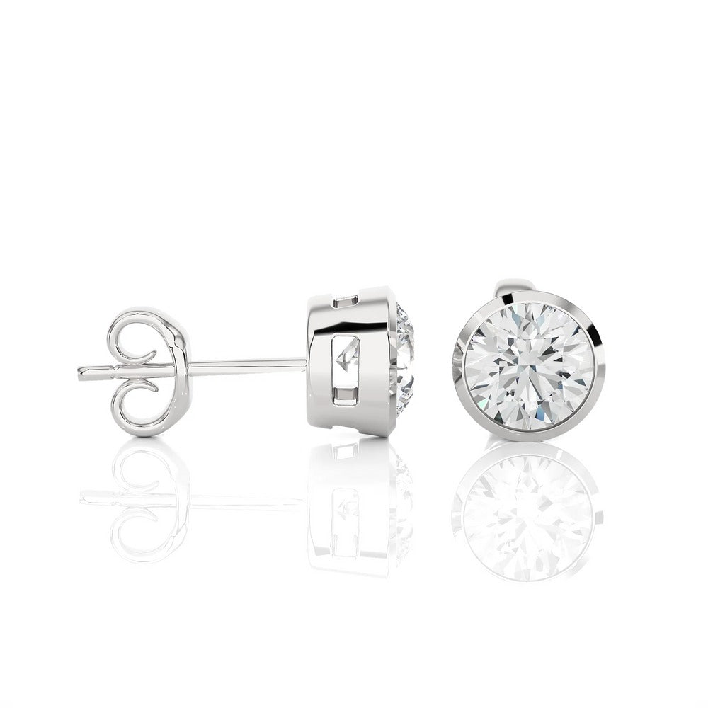 Dreamcatcher Loops Moissanite Bezel Studs Earrings