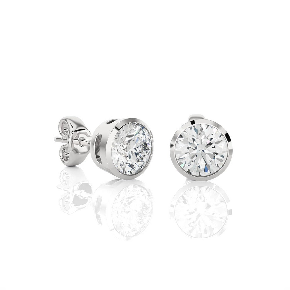 Dreamcatcher Loops Moissanite Bezel Studs Earrings