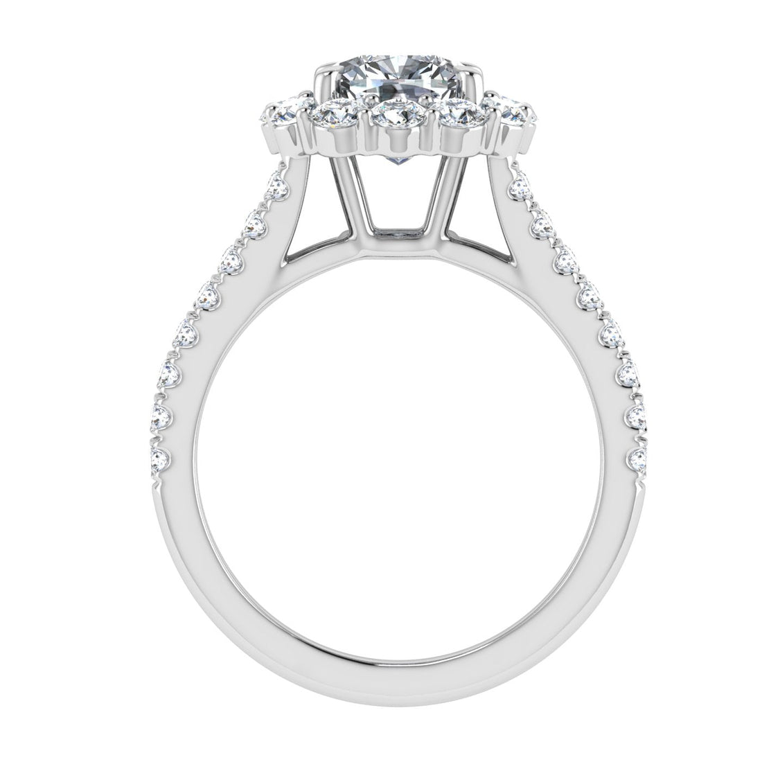 Dreams Cushion Cut Halo Moissanite Engagement Ring White Gold