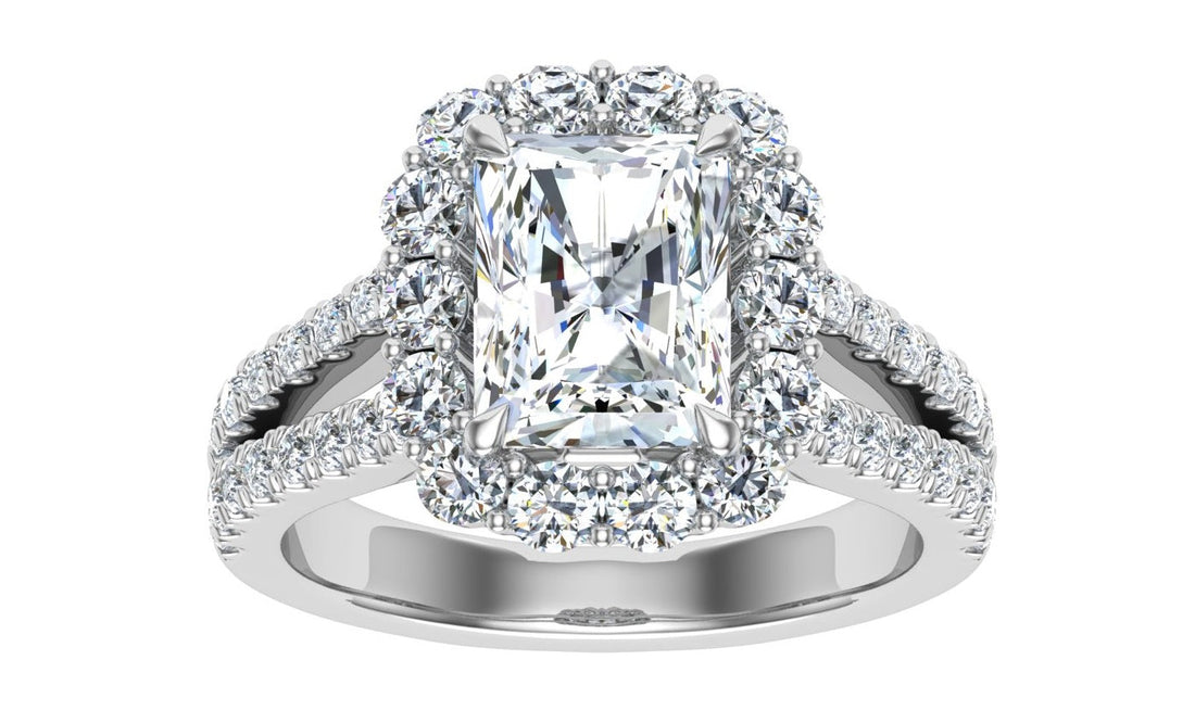 Dreams Radiant Cut Halo Moissanite Engagement Ring