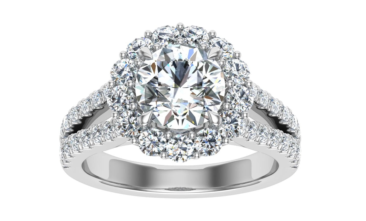 Dreams Round Halo Moissanite Engagement Ring