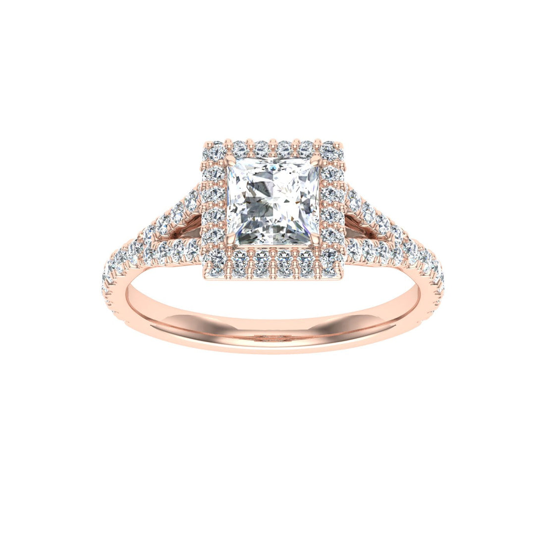 Dreamscape Princess Cut Side Stones Moissanite Engagement Ring Rose Gold