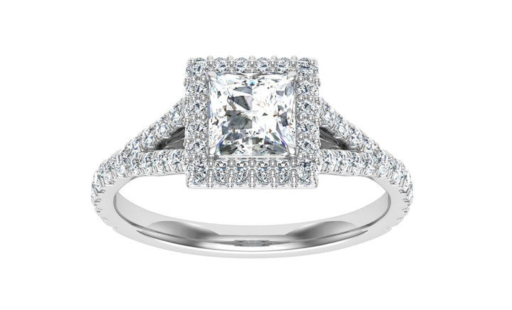 Dreamscape Princess Cut Side Stones Moissanite Engagement Ring White Gold