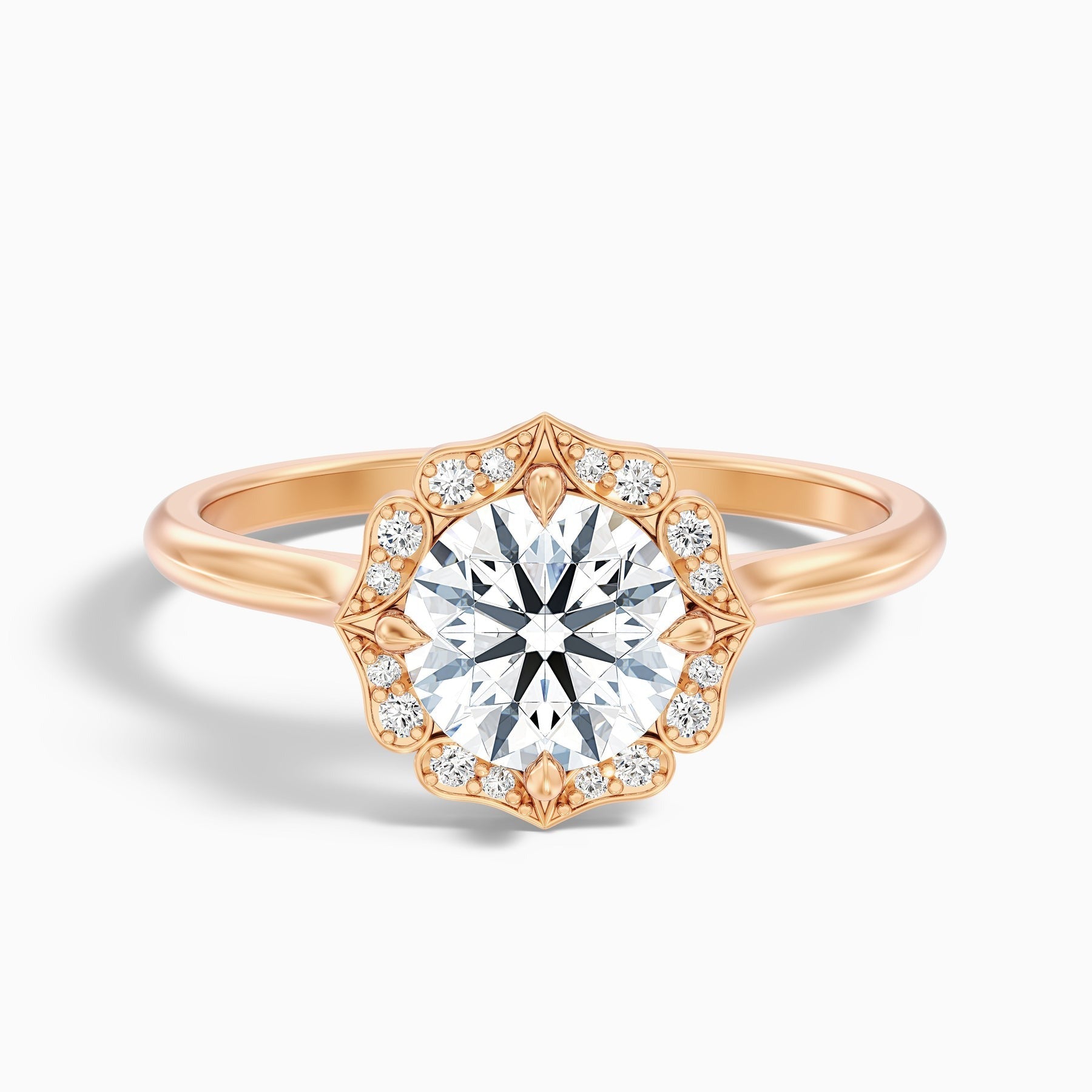 Duchess 1 Carat Round Halo Lab Grown Engagement Ring in 10k Rose Gold