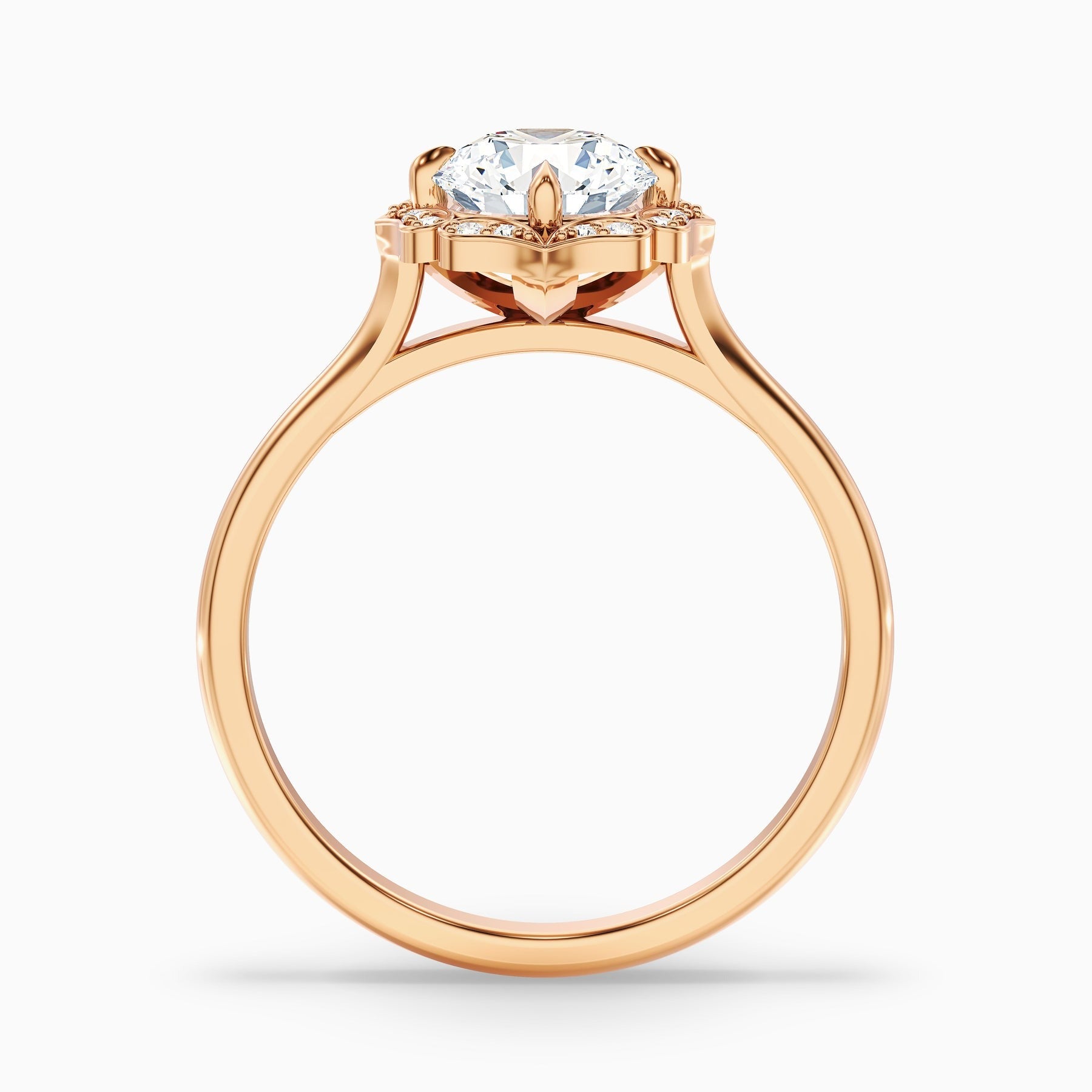 Duchess 1 Carat Round Halo Lab Grown Engagement Ring in 10k Rose Gold