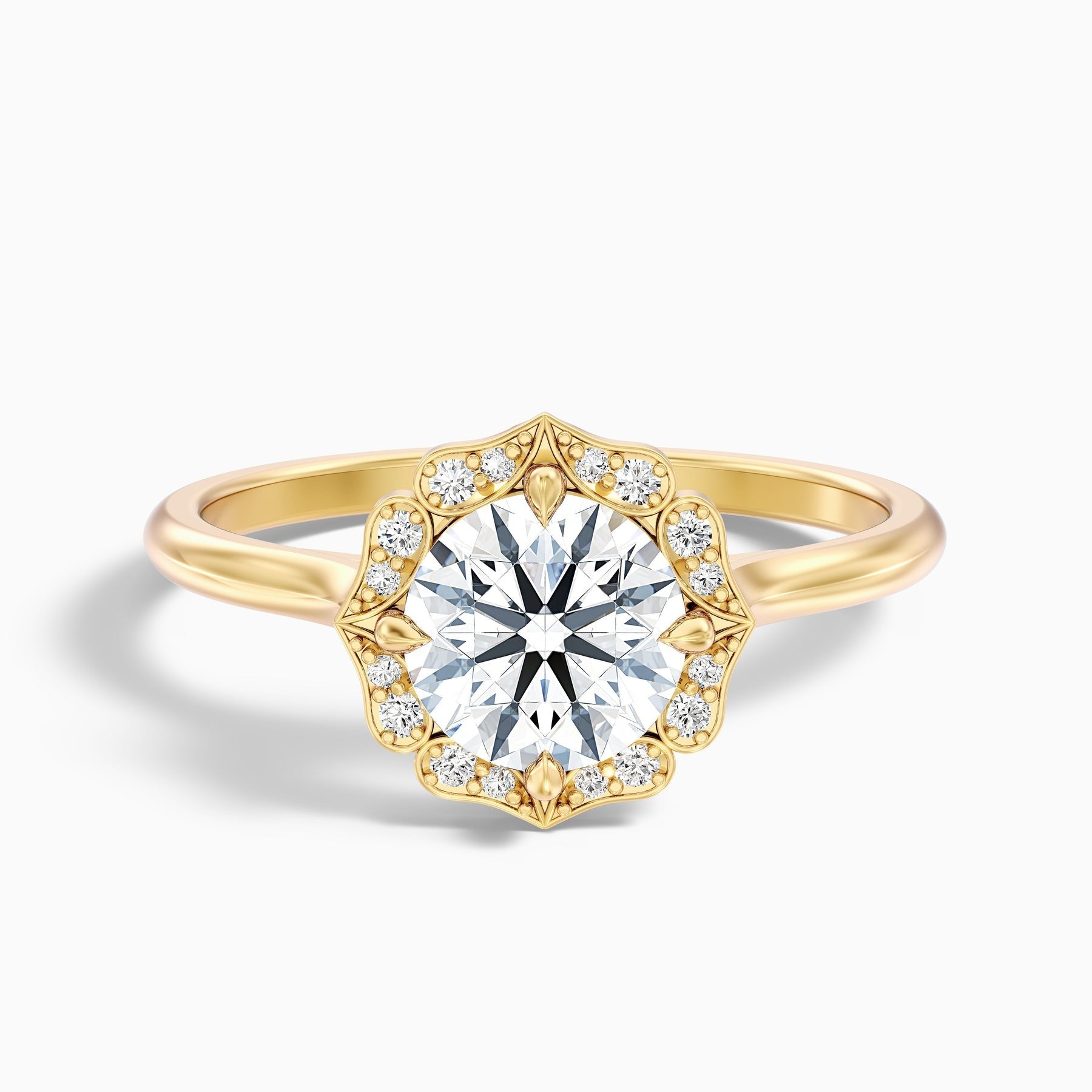 Duchess 1 Carat Round Halo Lab Grown Engagement Ring in 10k Yellow Gold