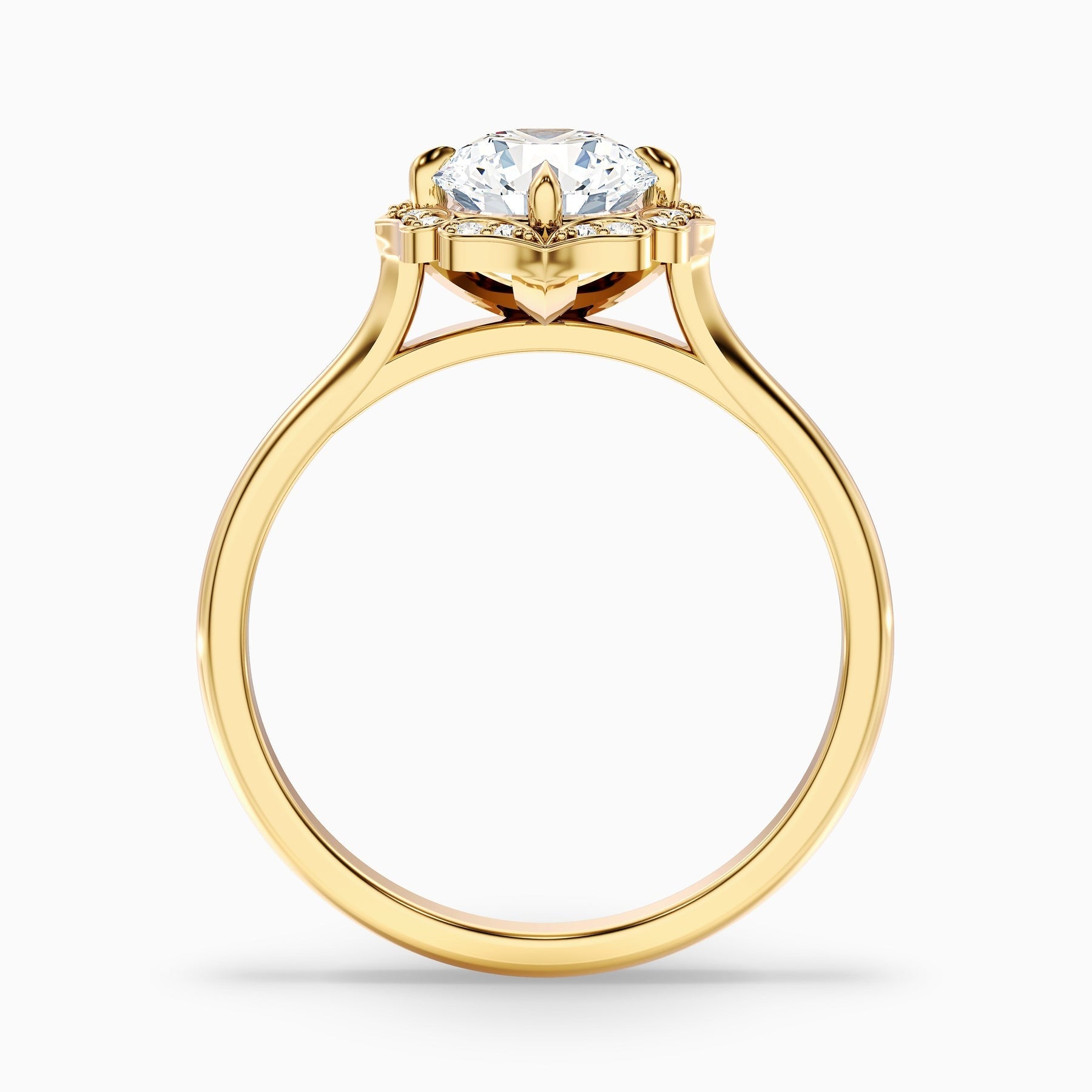 Duchess 1 Carat Round Halo Lab Grown Engagement Ring in 10k Yellow Gold