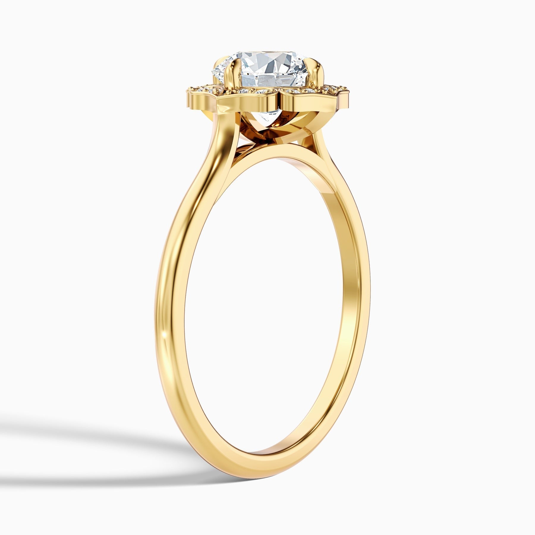 Duchess 1 Carat Round Halo Lab Grown Engagement Ring in 10k Yellow Gold