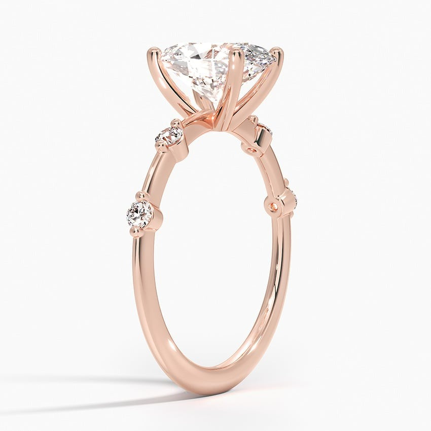 Duet Four-Prong Oval Moissanite Engagement Ring Rose Gold