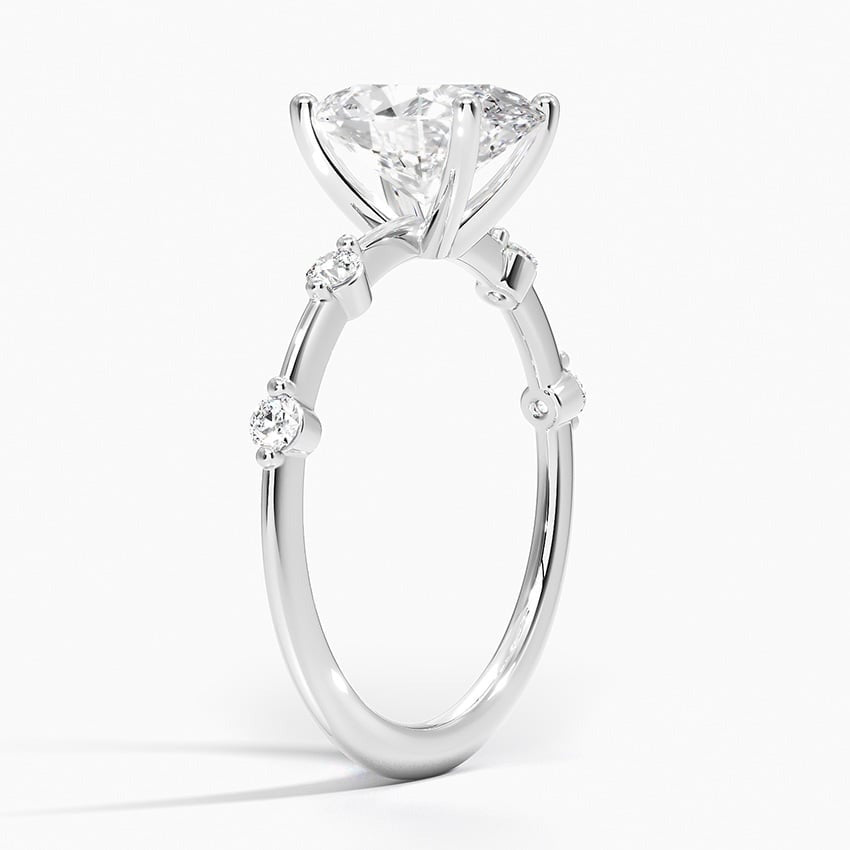 Duet Four-Prong Oval Moissanite Engagement Ring White Gold