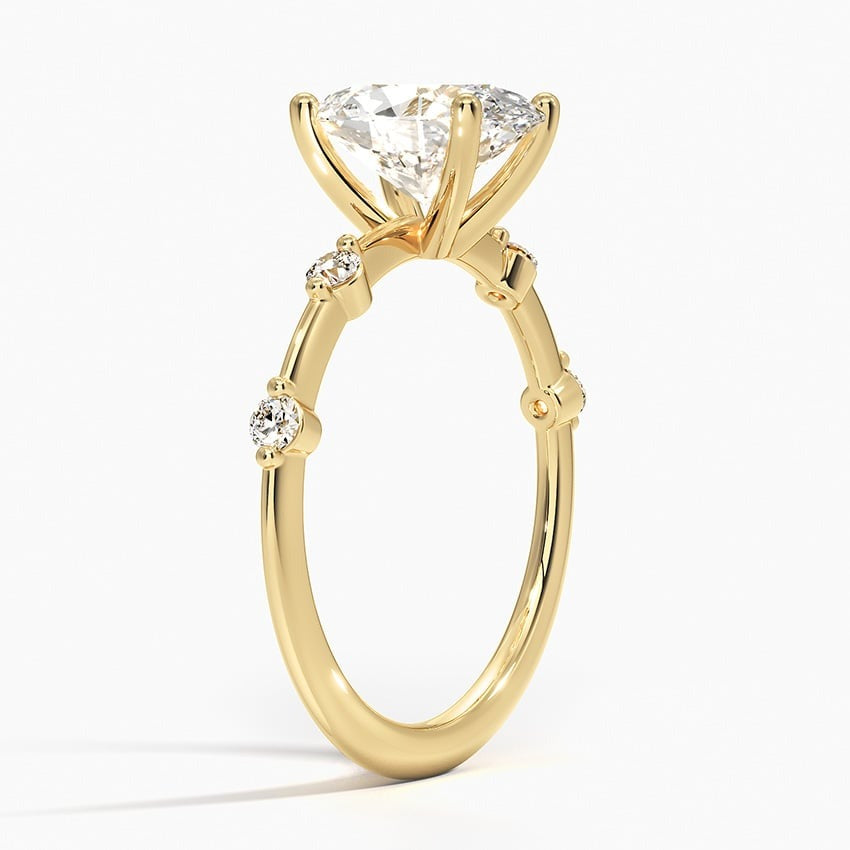 Duet Four-Prong Oval Moissanite Engagement Ring Yellow Gold