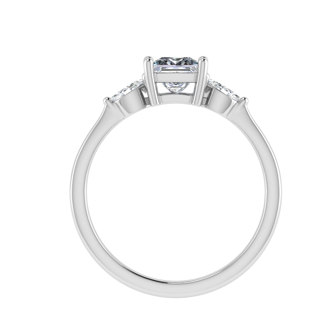 Majestic Princess 3 Stone Moissanite Engagement Ring White Gold