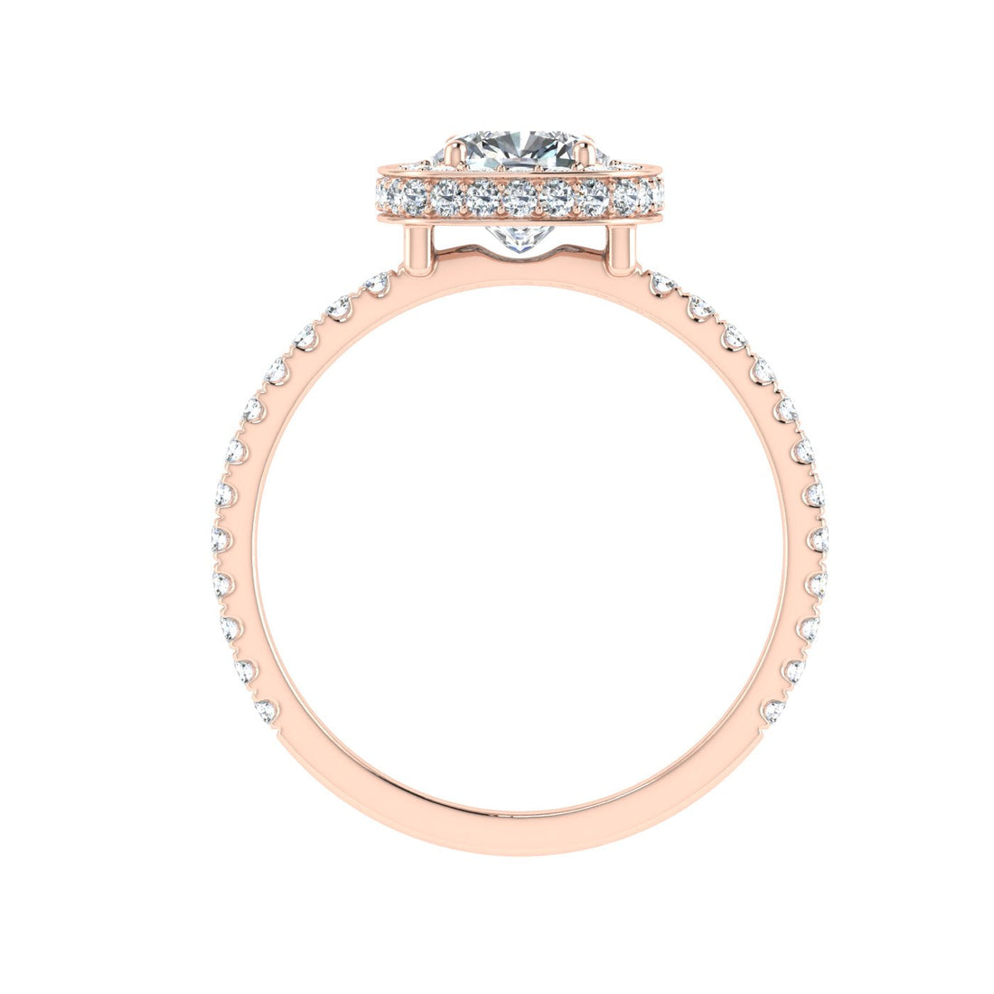 Reverence Cushion Cut Double Edge Halo Moissanite Engagement Ring Rose Gold