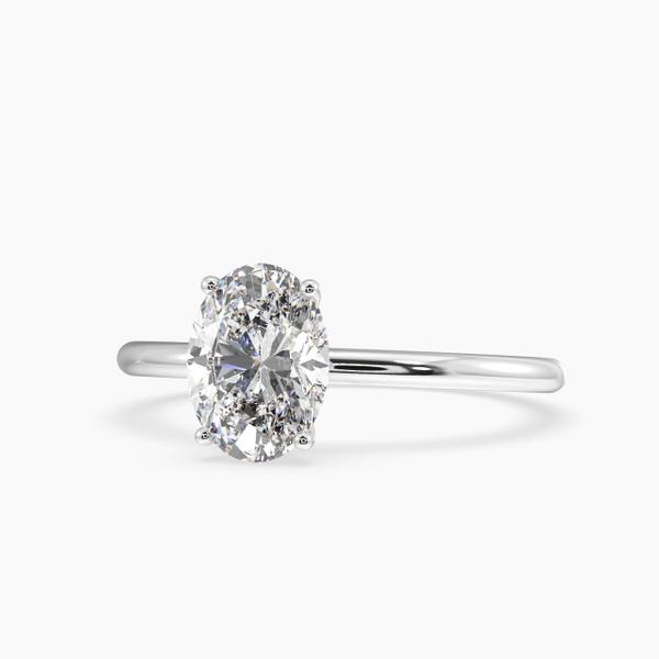 Bloom Oval Solitaire Moissanite Engagement Ring White Gold