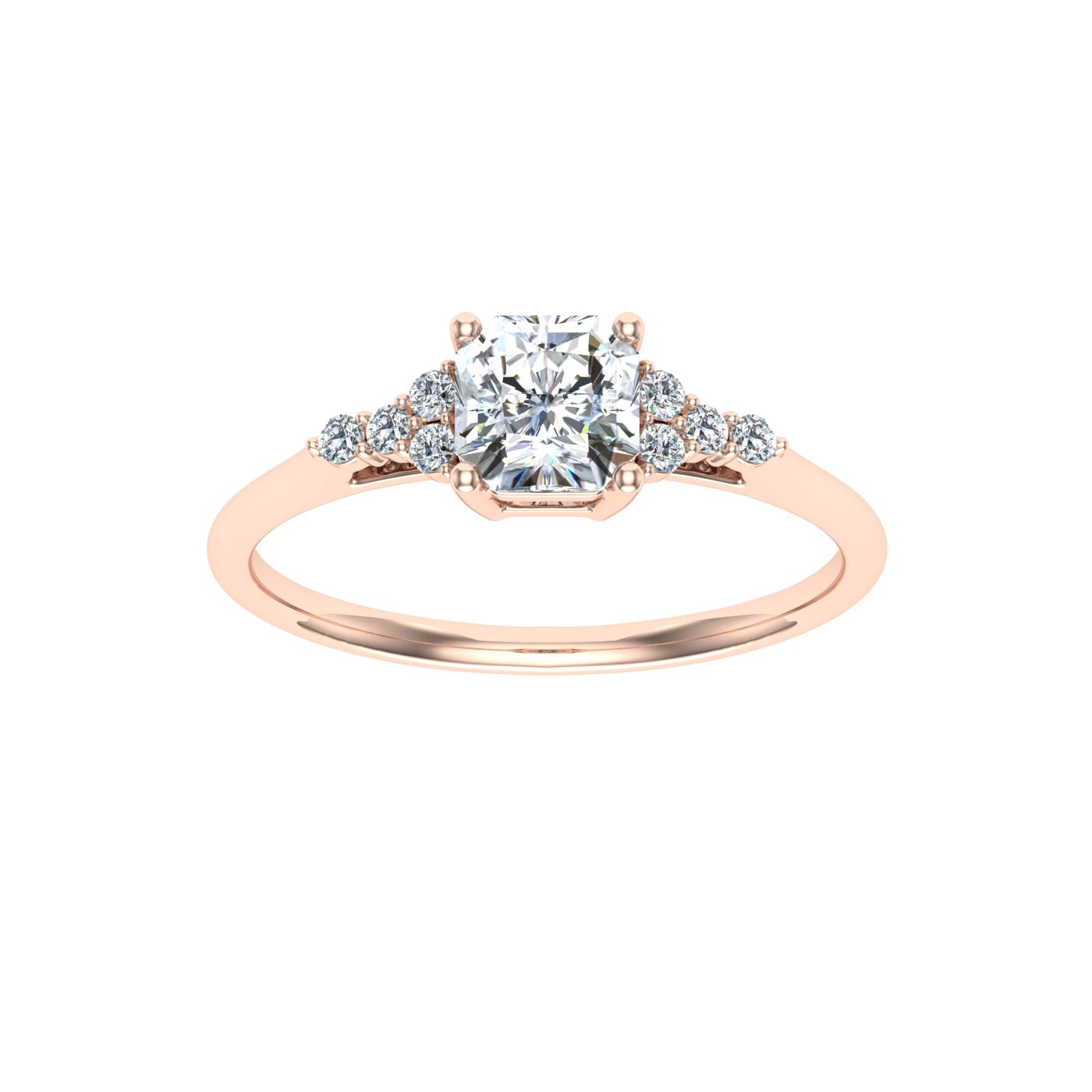 Echelon Asscher Cut Solitaire Moissanite Engagement Ring Rose Gold