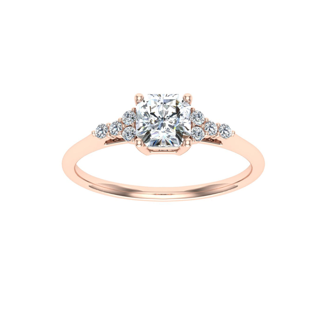 Echelon Asscher Cut Solitaire Moissanite Engagement Ring Rose Gold