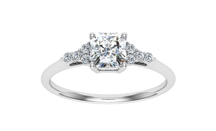 Echelon Asscher Cut Solitaire Moissanite Engagement Ring White Gold