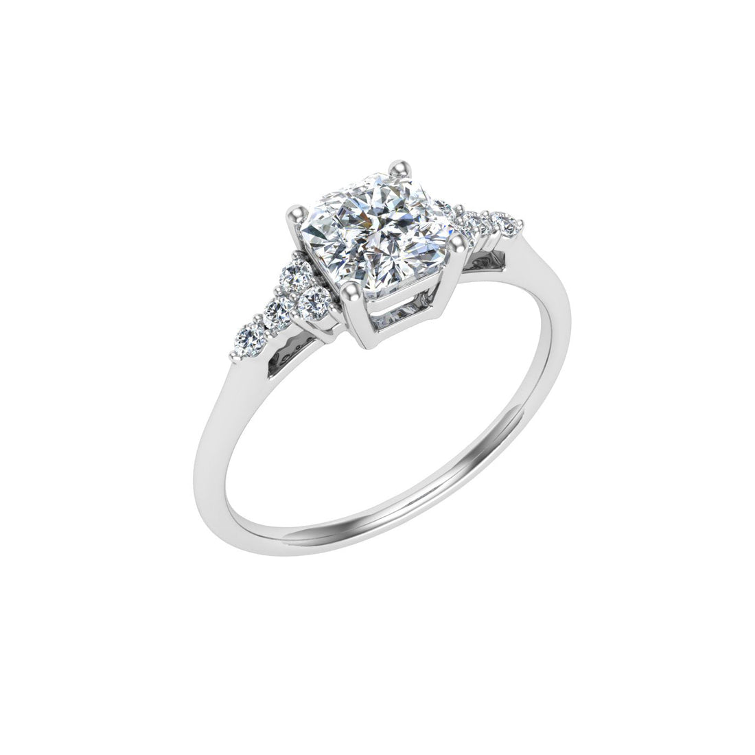 Echelon Asscher Cut Solitaire Moissanite Engagement Ring White Gold