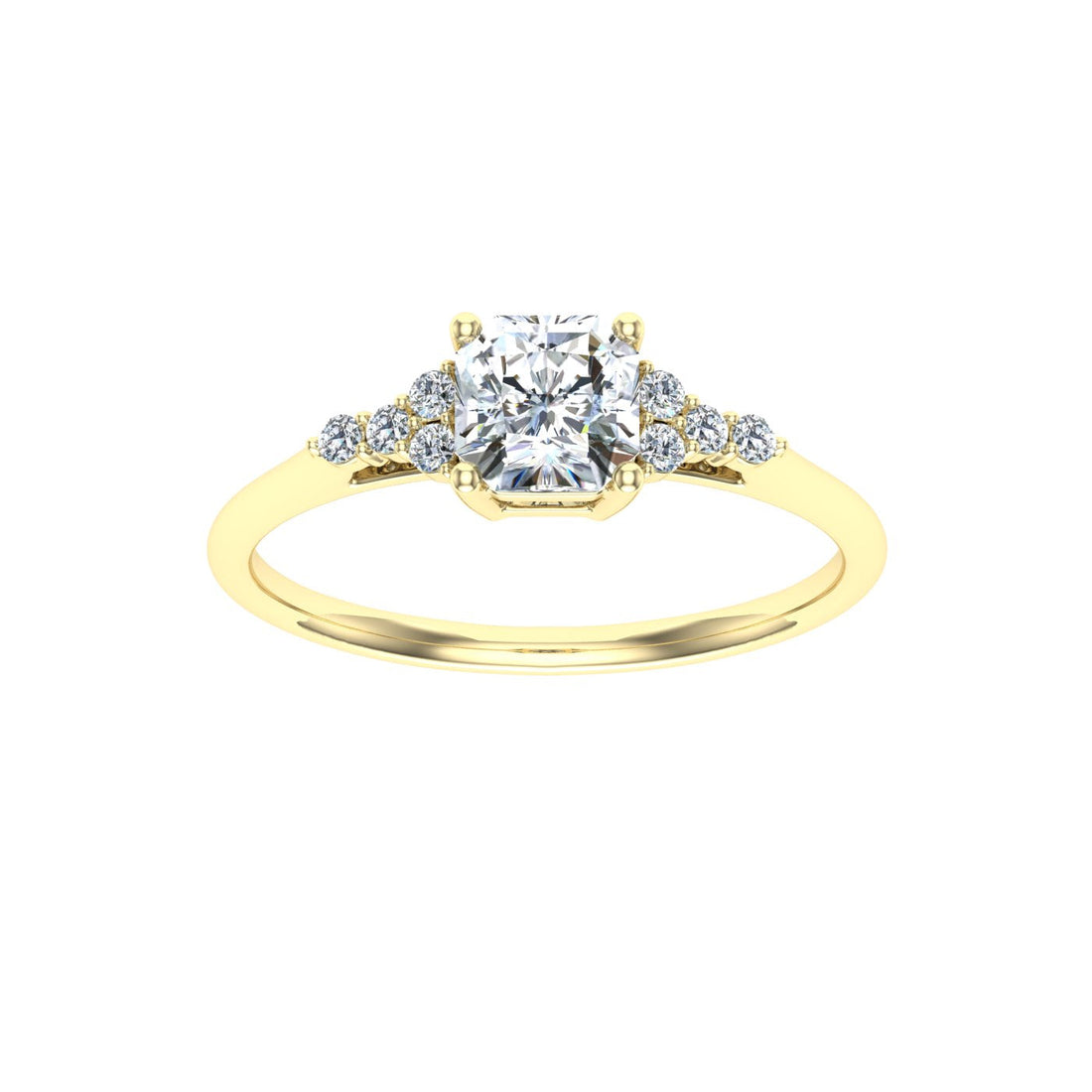 Echelon Asscher Cut Solitaire Moissanite Engagement Ring Yellow Gold