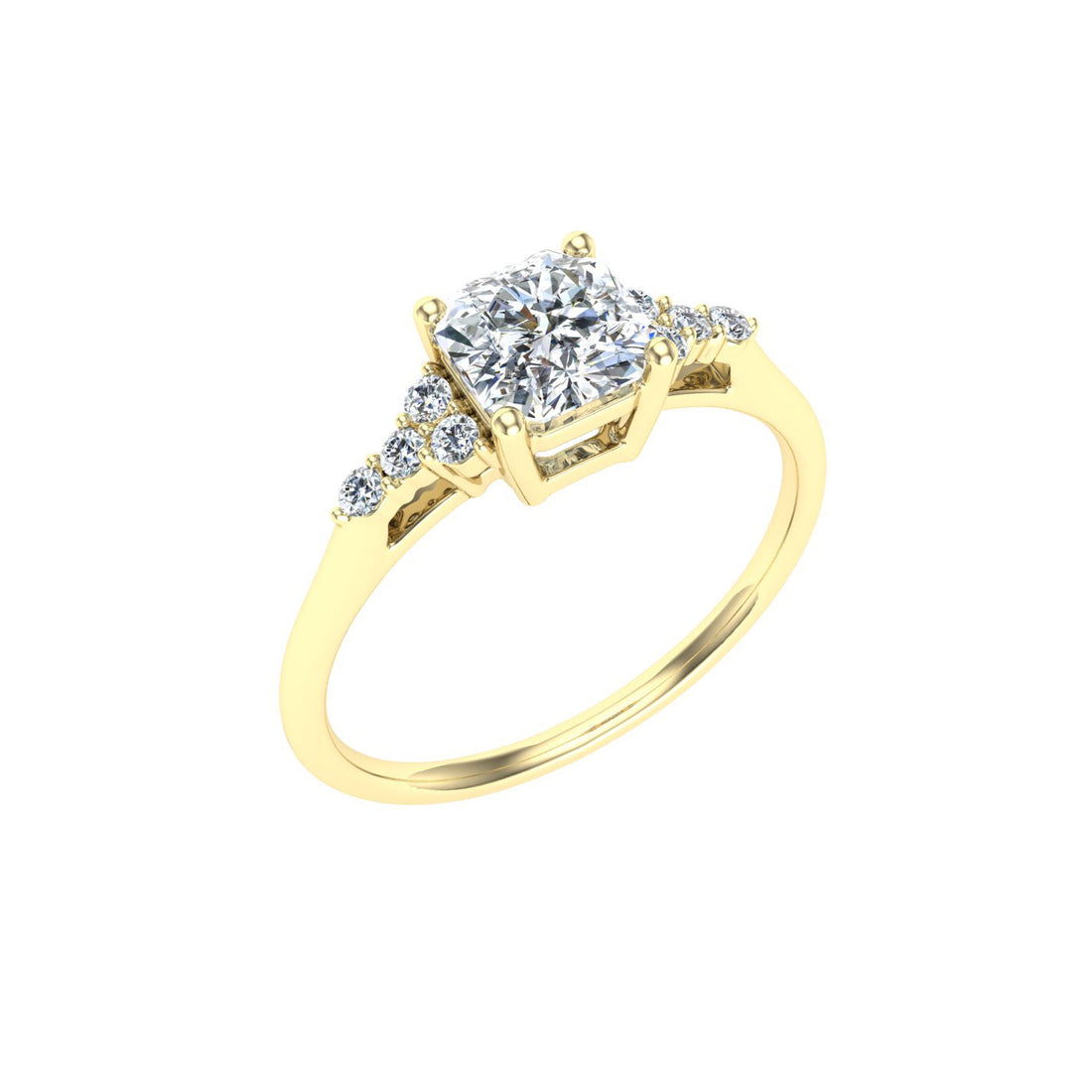 Echelon Asscher Cut Solitaire Moissanite Engagement Ring Yellow Gold