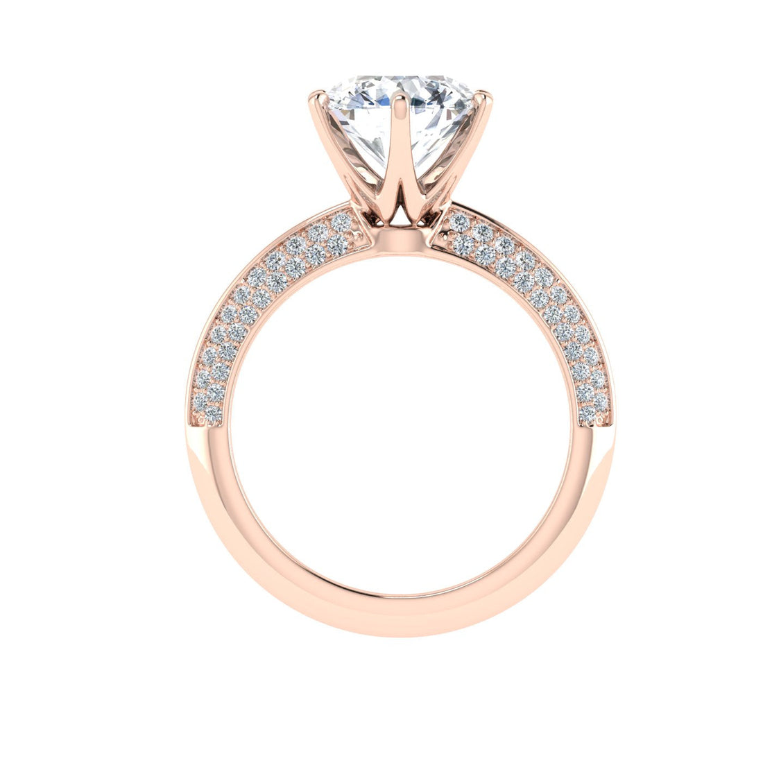 Echo Round Cut Knife Edge Band Moissanite Engagement Ring Rose Gold