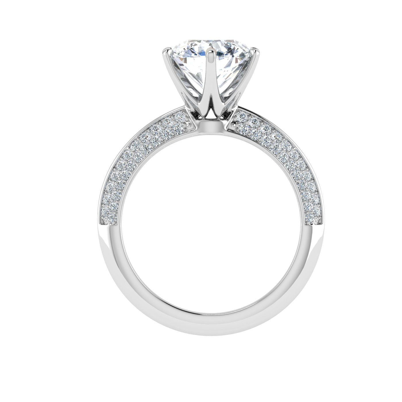 Echo Round Cut Knife Edge Band Moissanite Engagement Ring White Gold