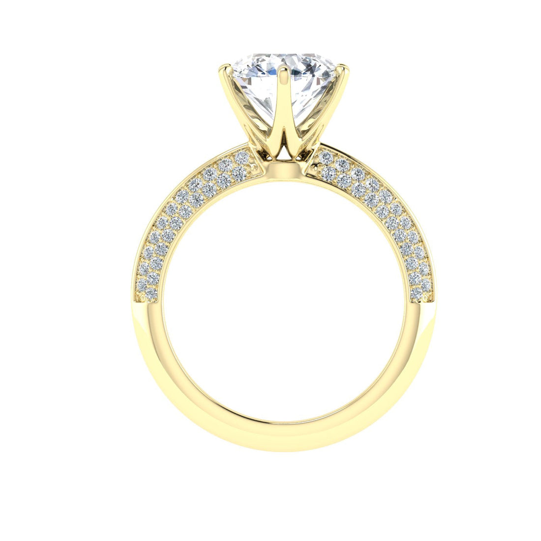 Echo Round Cut Knife Edge Band Moissanite Engagement Ring Yellow Gold