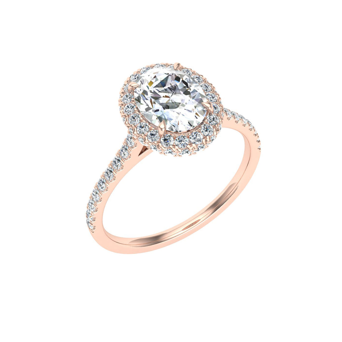 Echoing Oval Cut Halo Moissanite Engagement Ring Rose Gold